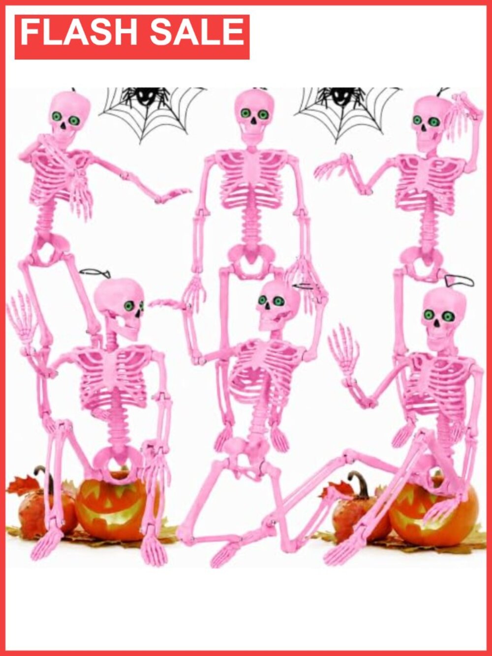 6 Pack 16" Halloween Skeleton Decorations Movable Joints Outdoor